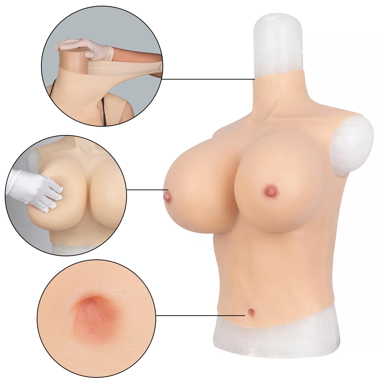 Silicone Seni Piastra di Seno Mezzo Corpo Coppa C-G per Drag Queen Crossdresser Cosplay