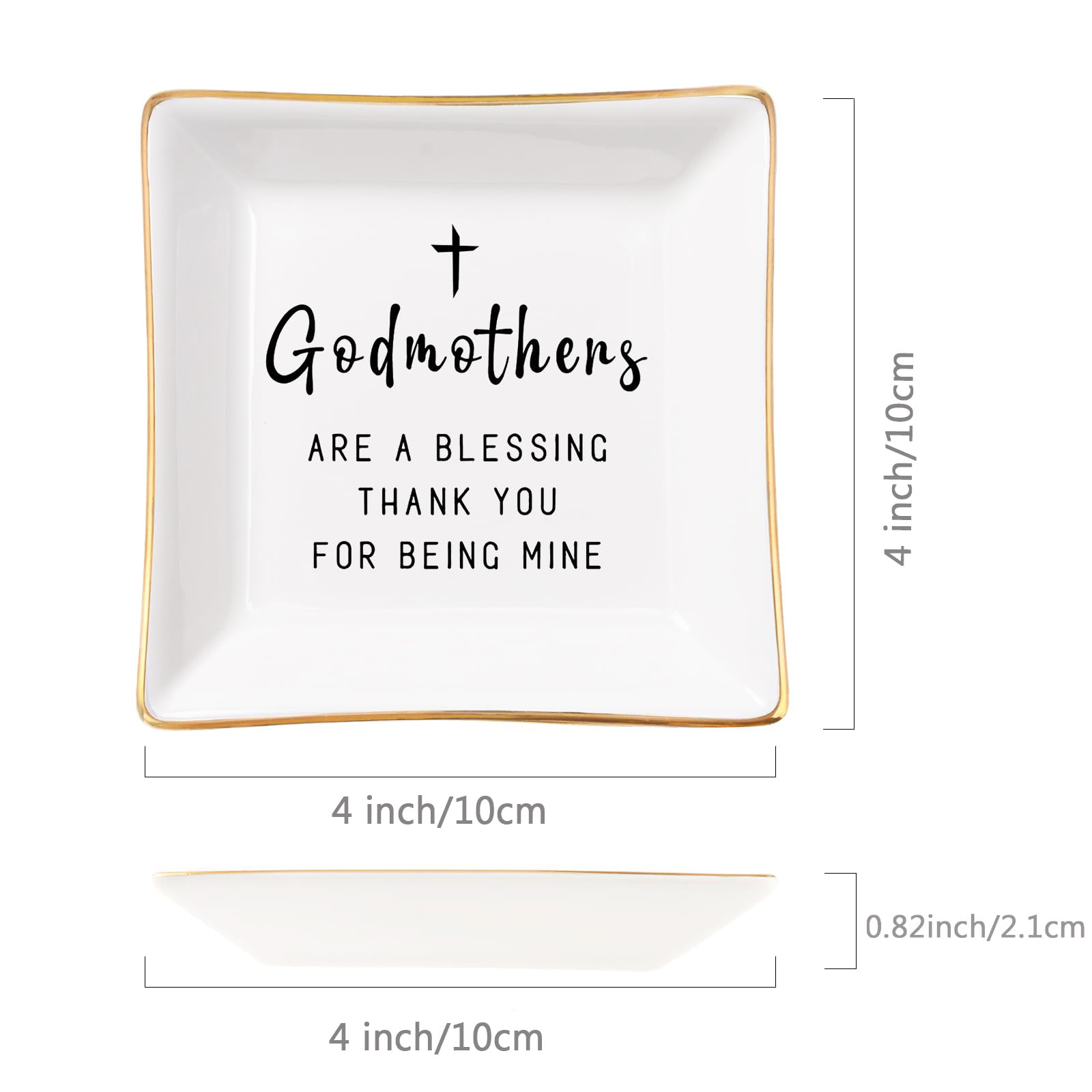 Spegiffu Godmother Gifts from Godchild, Gifts for Godmother Trinket Ring Dish - Godmothers...Thank You for Being Mine, Birthday Christmas Mother's Day Gift for Godmother