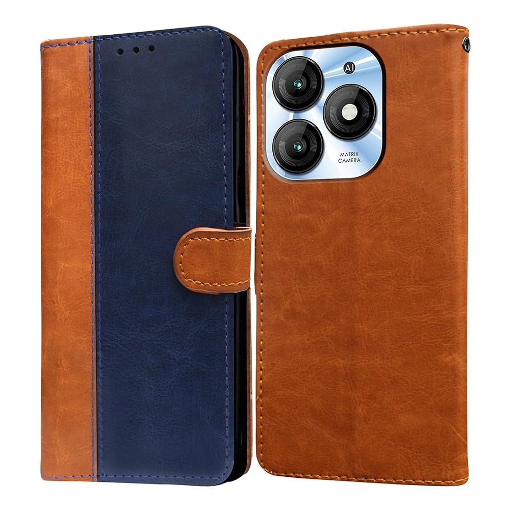 Amazon Brand- Solimo Flip for Itel A70 4G (Leather_CamelBlue) (B0CSCZJ979) Amazon Price History, Amazon Price Tracker