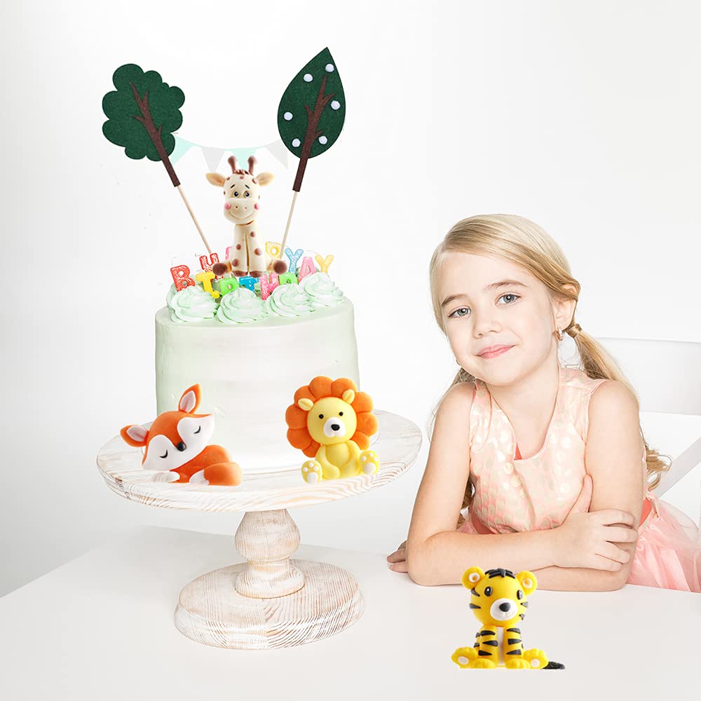 12 Stuks Jungle Dieren Taartdecoratie - Bosdieren Taarttoppers Voor Verjaardag
