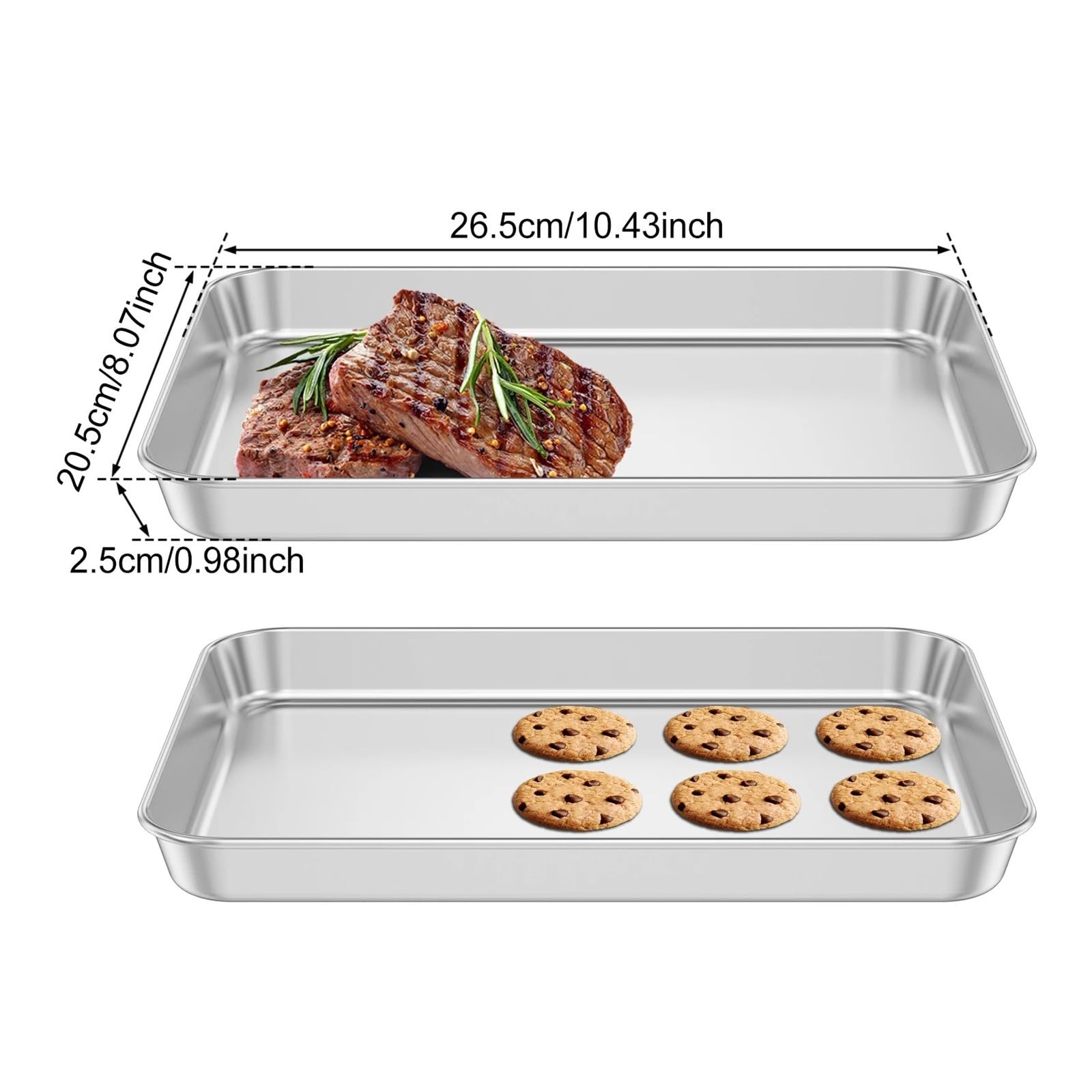 2 pz Vassoio cottura piccolo inox 304