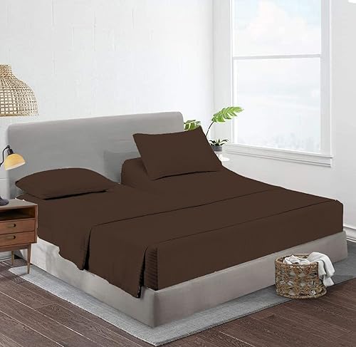 Sábanas de cama Flex Top King para dormir de 34 pulgadas con abertura superior 100 % algodón egipcio, 800 TC con parte superior dividida (4 piezas)