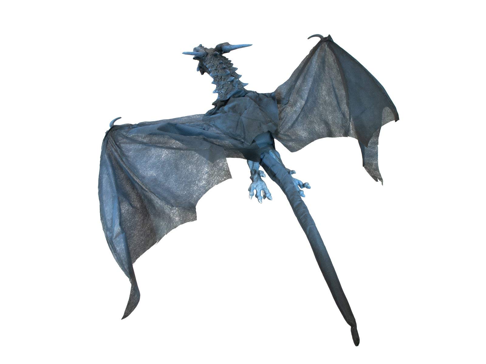 EUROPALMS Halloween Flying Dragon, animiert, blau, 120cm | Animierte Drachenfigur zum Aufhängen