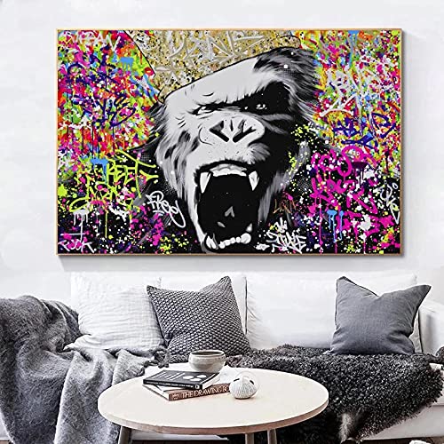 Toile graffiti animaux abstraits pour masquer un mur blanc - 4