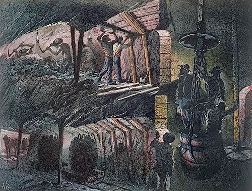 Cuadro en lienzo de la mina de carbón por Ignace Francois Bonhomme, óleo decorativo de 60x90cm