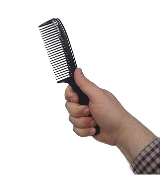 Large Wide Tooth 8 1/2-Inch Long Comb for Detangling Dry or Wet Hair with Round Handle for Men, Women and Kids, Curly Wavy Straight Long Hair, Black Pack of 6