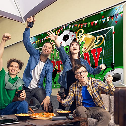 Durony Soccer Party Backdrop Sports Themed Party Decoration Soccer Happy Birthday Banner Wall Hanging Decor Photo Background For Holiday Birthday Party Supplies, 70.8 X 43.3 Inches #TOP6