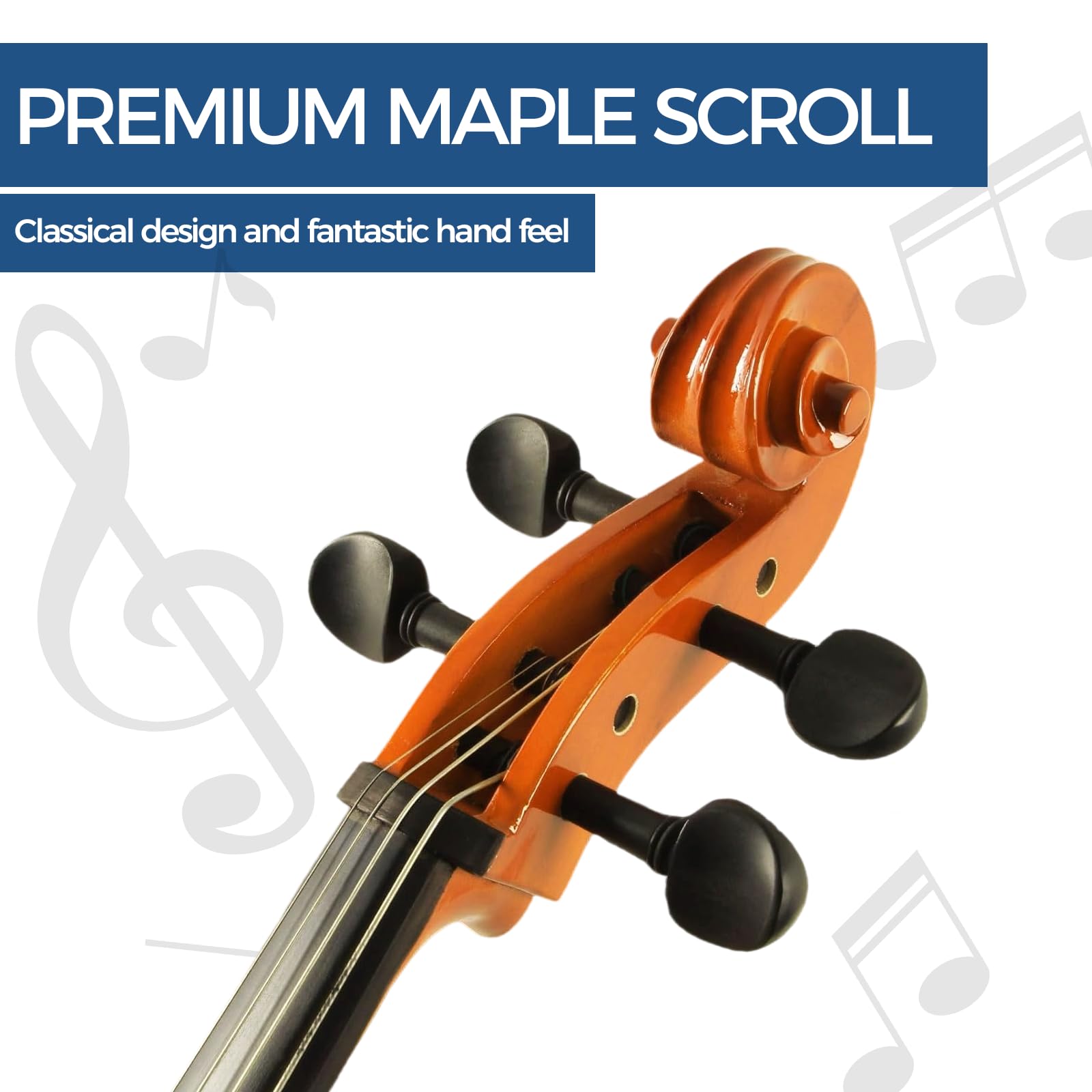 CVN-500 - Violín de madera maciza de ébano 4/4 de tamaño completo para principiantes y estudiantes, kit completo de iniciación con estuche duro, arco, colofonia, apto para principiantes, configuración