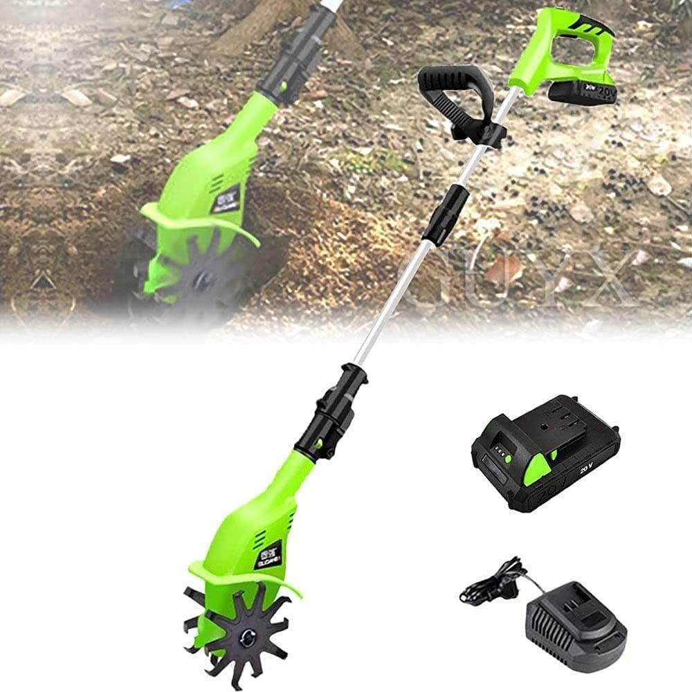 Garden Tiller, Electric Cordless Hand Tiller Cultivator,with 4000mAh Rechargeable Lithium Battery and Charger