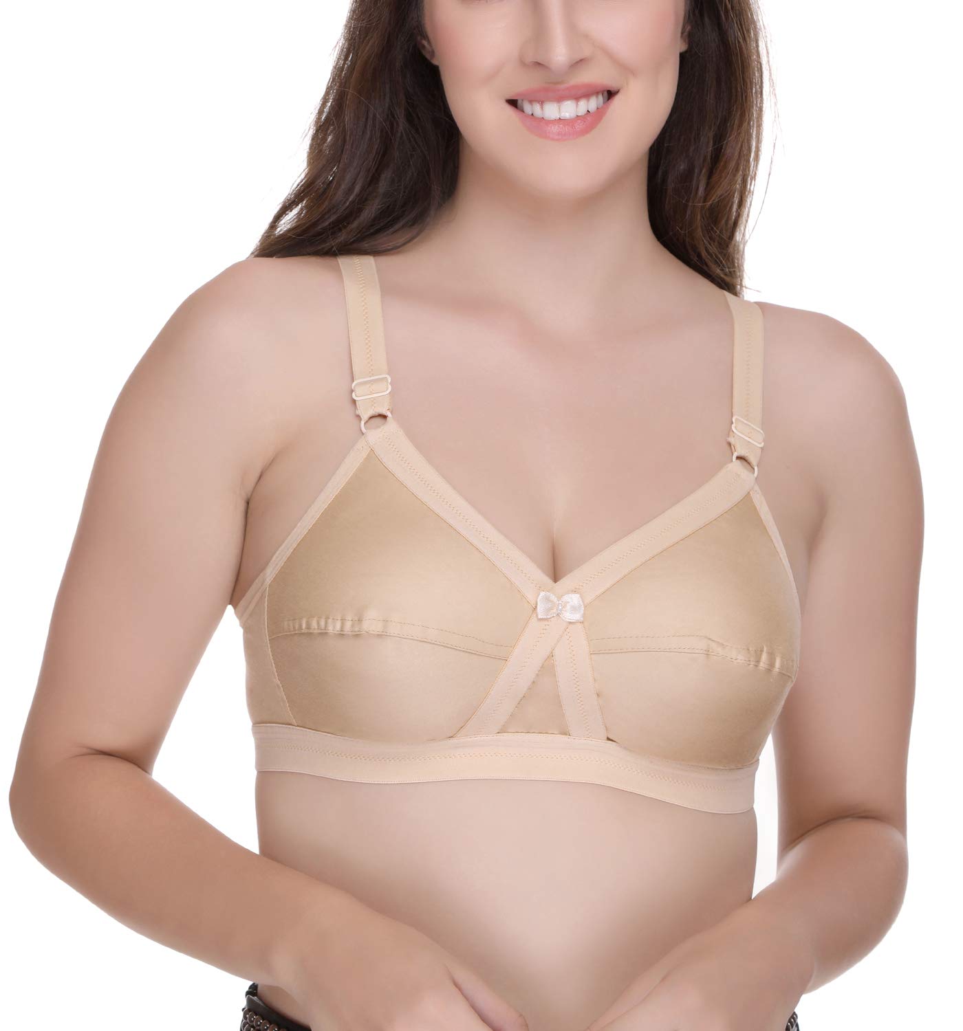 SONAWomen's Fit Cross Cotton Wire Free Casual T-Shirt Bra, Full Coverage Bra