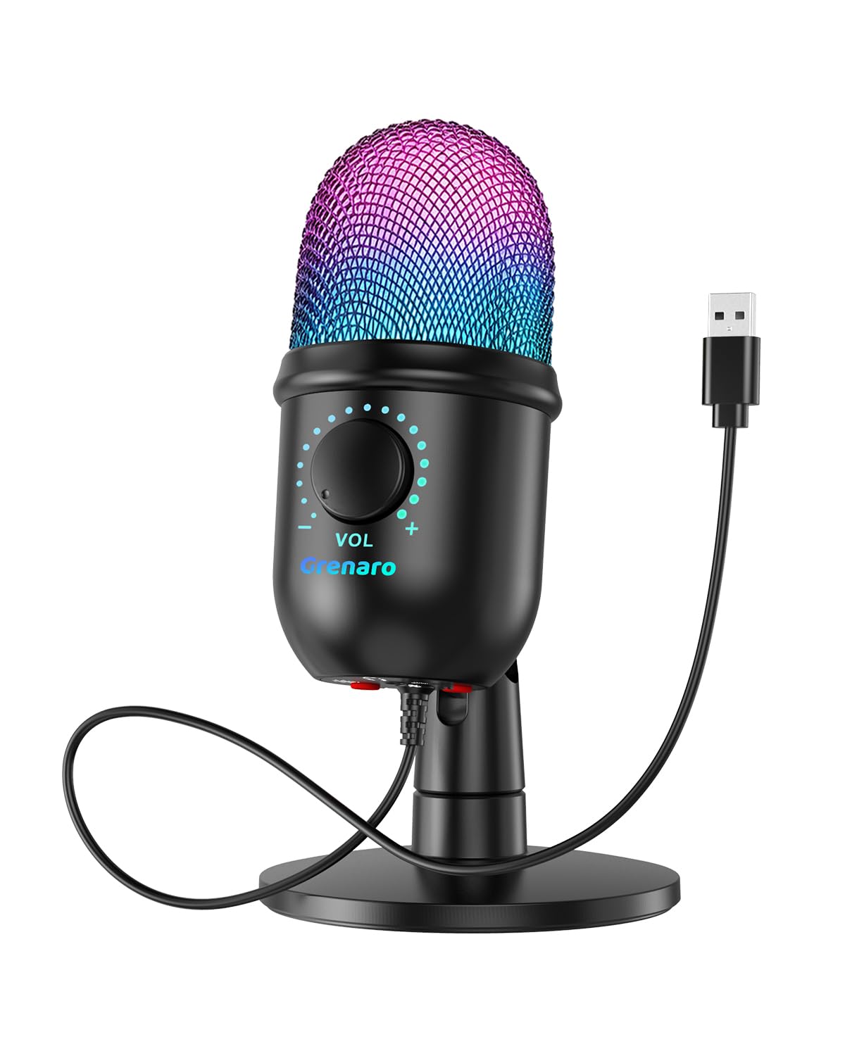 GRENARO Gaming Mic for PC, USB Condenser Mic with RGB, Noise Cancellation, Cardioid, Plug & Play for Streaming Podcasting YouTube-image-49