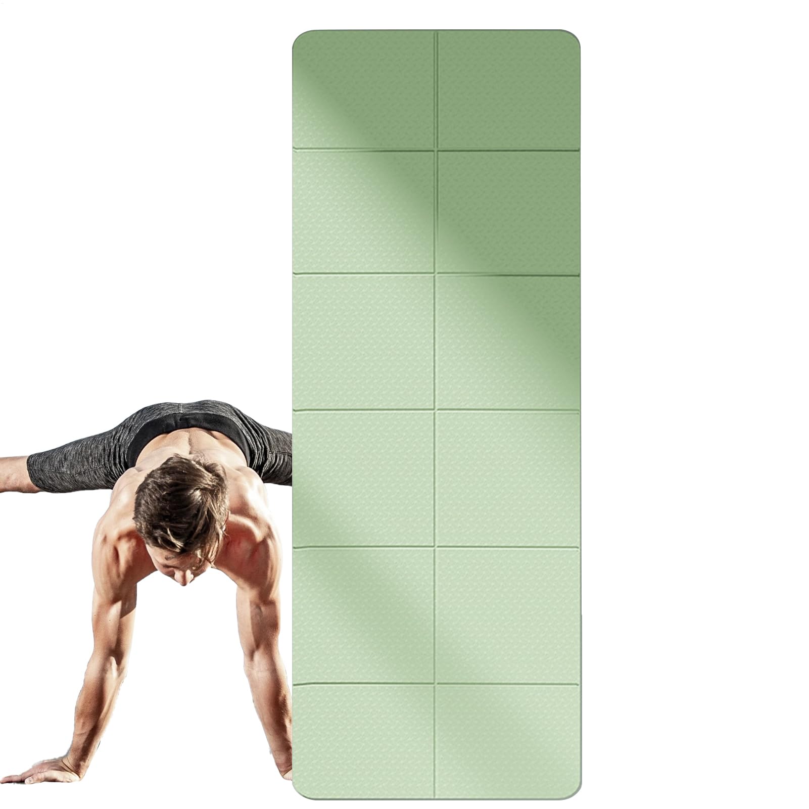 Esterilla de entrenamiento plegable, esterilla de yoga plegable, esterilla de gimnasia portátil, 72 x 24 x 0,1 pulgadas, funciona perfectamente en cualquier suelo para estiramiento, cardio o