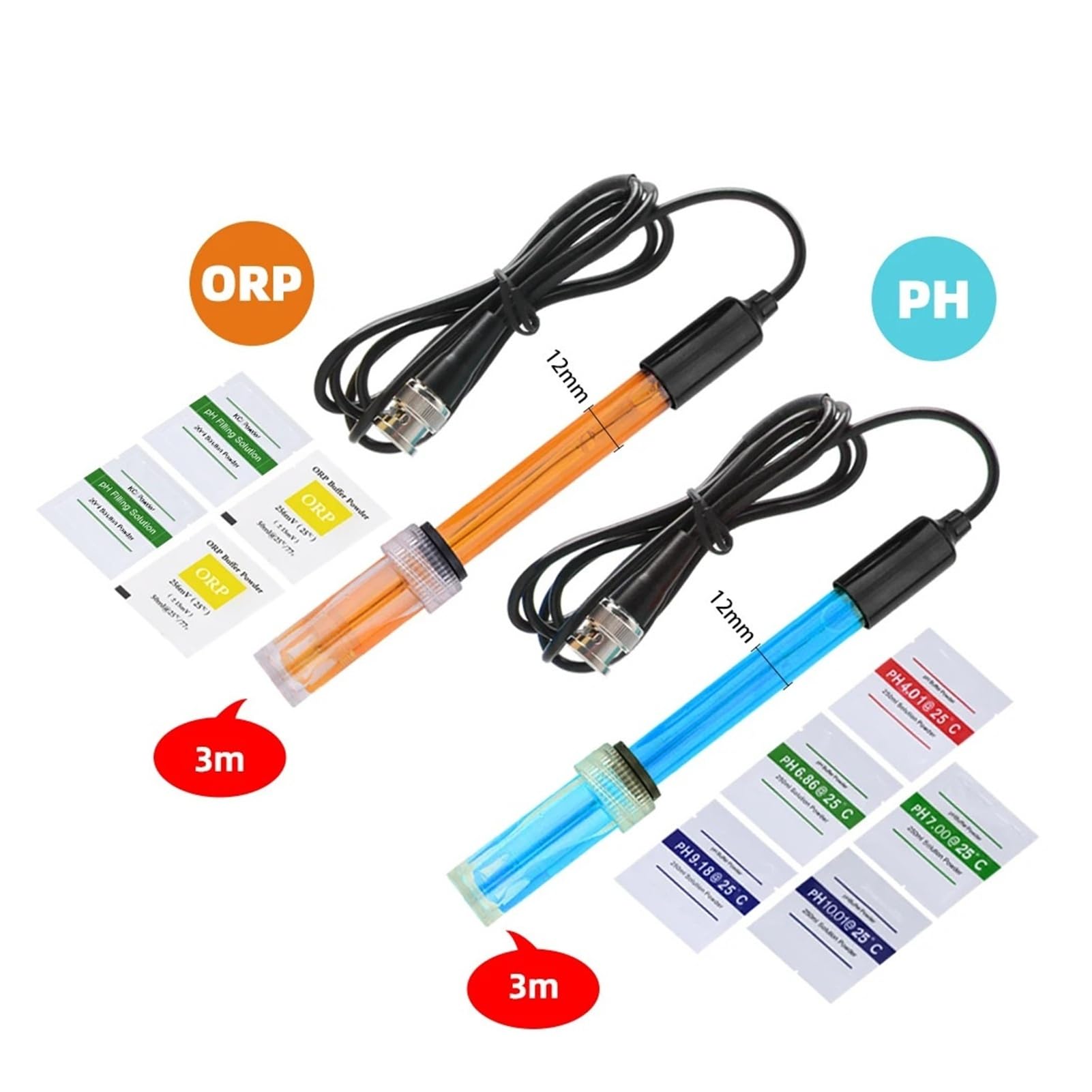 PH Sonde PH ORP Sonde Sensor 300cm Kabel Mit BNC Q9 Stecker Elektrode Ersatz KCL Flüssigkeit(3Meter PH ORP Set)