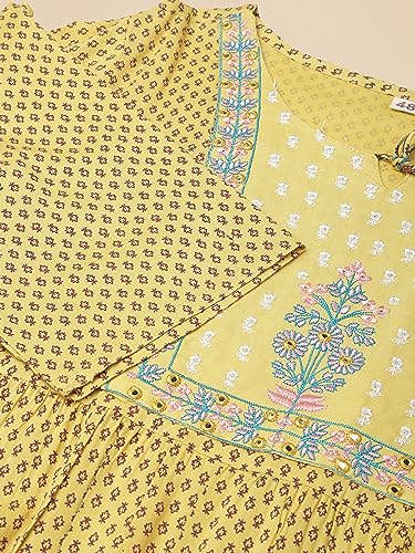 Image of MIRCHI FASHION Women Cotton Regular Plus Size Embroidered Printed Anarkali Kurti