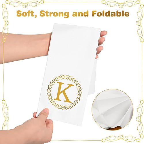 Vista 90 de 100 servilletas desechables con monograma de plata, toallas de mano decorativas con letra A, servilletas de cena para invitados, toallas de mano