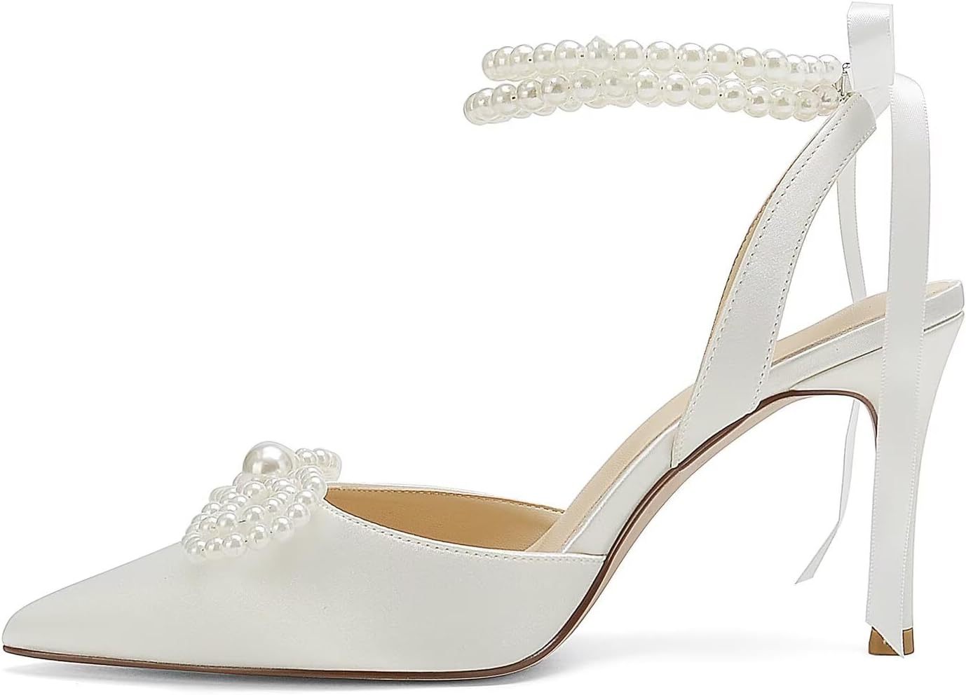 Pearl Heels Wedding Shoes for Bride Bow Wedding Heels Bridal Shoes - Image 3