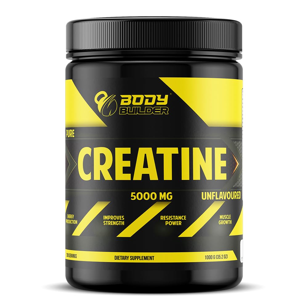 Body Builder creatine monohydrate powder - Creatine Monohydrate 5000 MG (1KG) - High-Potency Supplement for Improved Strength, Endurance, and Muscle Growth (Unflavored, 200 Serving)
