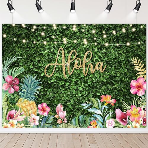 Avezano Aloha Backdrop Luau Party Decorations Hawaiian Backdrop for Party