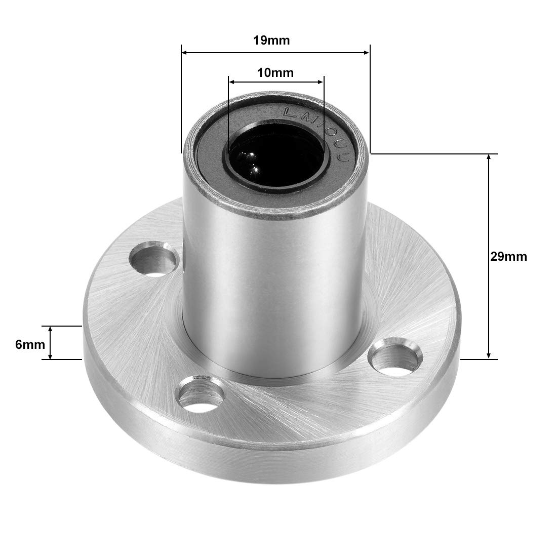 uxcell LM10UU Round Flange Linear Ball Bearings, 10mm Bore Dia, 19mm OD, 29mm Length 2pcs — Amazon image 2