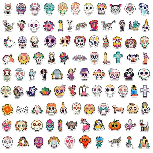 Calcomanías del Día de los Muertos antidespegue para renovar maletas y laptops, 200 piezas 5