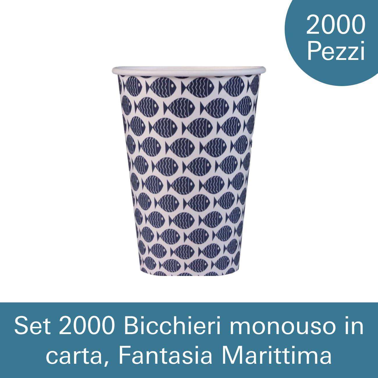 Vasos desechables de papel compostables, 200 ml, reciclables, biodegradables, vasos desechables para bebidas calientes y frías, paquetes de 500 y 2000 piezas (2000, pescado azul oscuro)