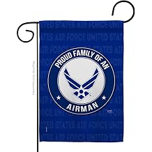 Proud Family Airman Garden Flag - Armed Forces Air Force USAF United State American Military Veteran Retire Official - House Decoration Banner Small Yard Gift Double-Sided Made in USA 13 X 18.5