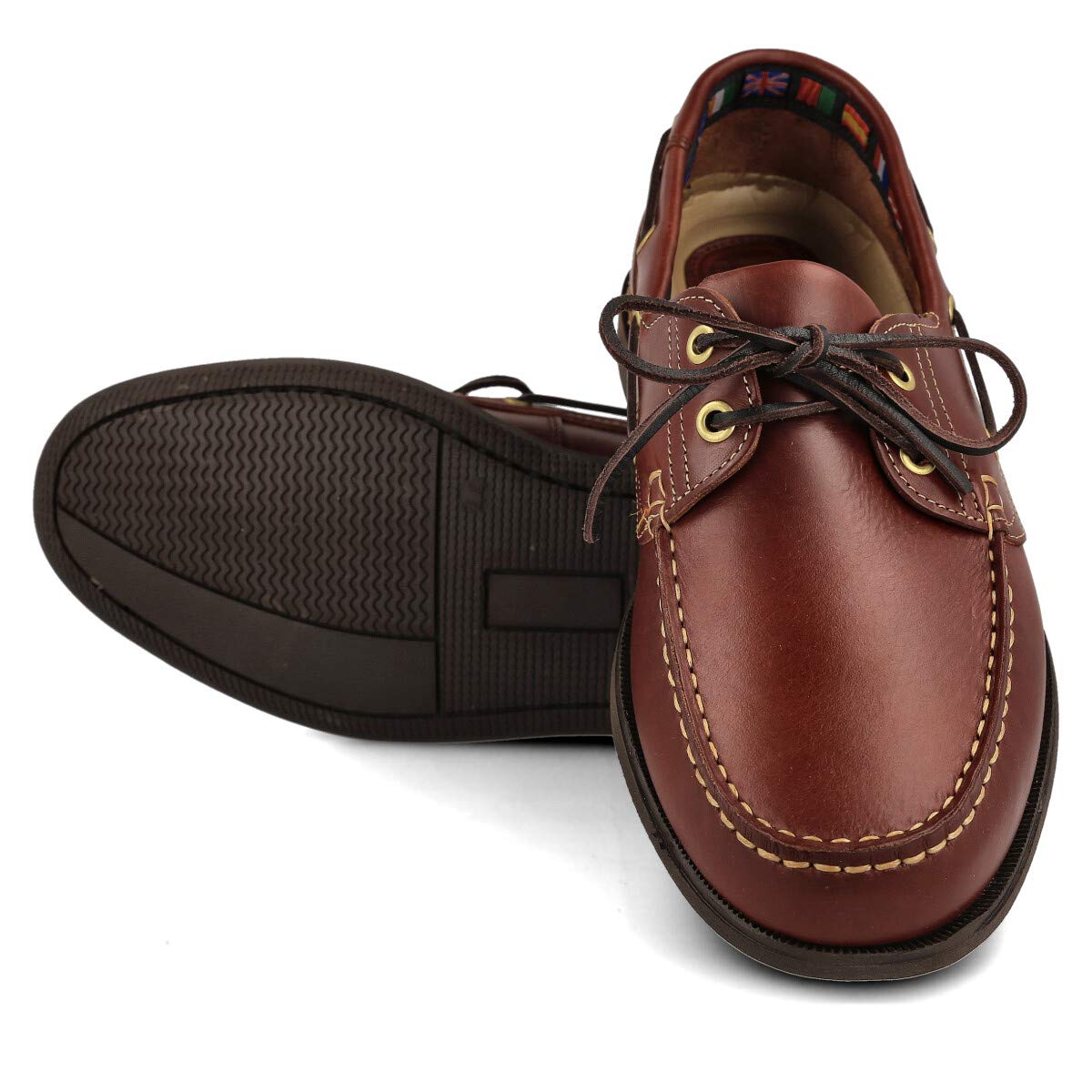 Scarpe da Barca Mocassino Uomo in Pelle Sportivo Casual. Pelle Ingrassata. con o Senza Lacci. Suola di Gomma. Taglie Grandi Marrone, Nero e Navy