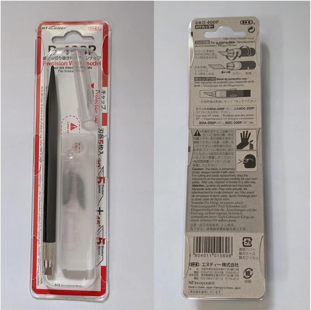 NT Cutter Resin Holder Precision Craft Knife Hobby Knife Black with Blade 45°x 5 and Blade 30°x 5 (D-400P) - 2 Pack