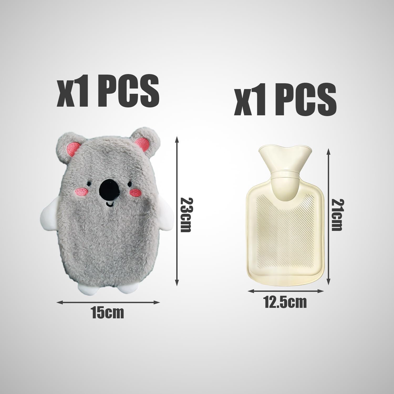 1 botella de agua caliente Koala para invierno, calentador de manos de felpa extraíble, bolsa de agua de PVC con temperatura constante, adecuada para el calor de invierno, bolsa de hielo de verano