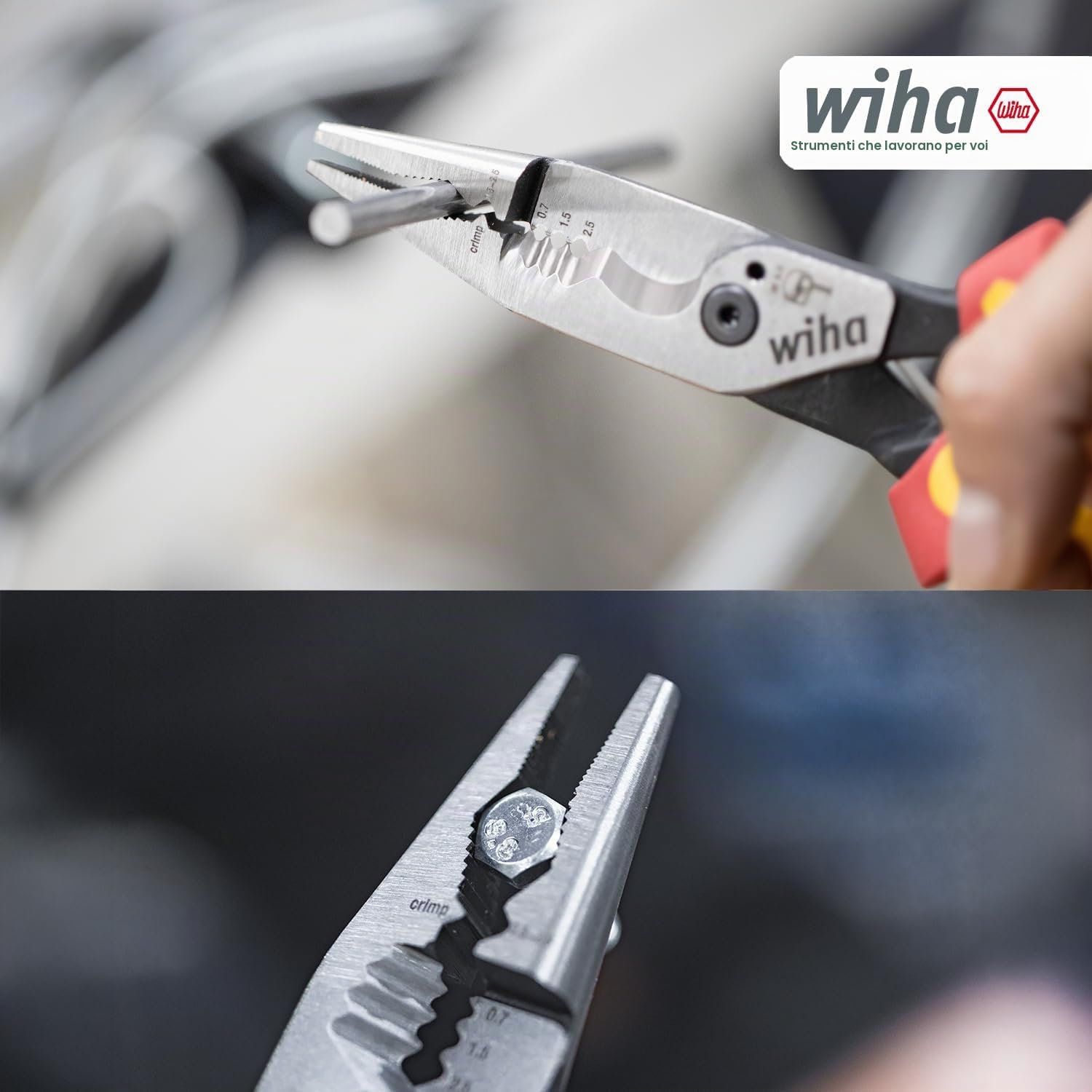 Wiha Pinza multifunzione per elettricisti 8 in 1 I crimpatura, spelatura, taglio, presa, sbavatura, piegatura, avvitatura, taglio viti (45705)