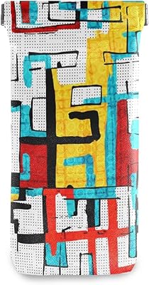 HUSSRITY Eyeglasses Case Beautiful Abstract Graffiti Sunglasses Pouch Soft PU Leather Squeeze Top Eyeglass Holder Portable Glasses Case For Women Men