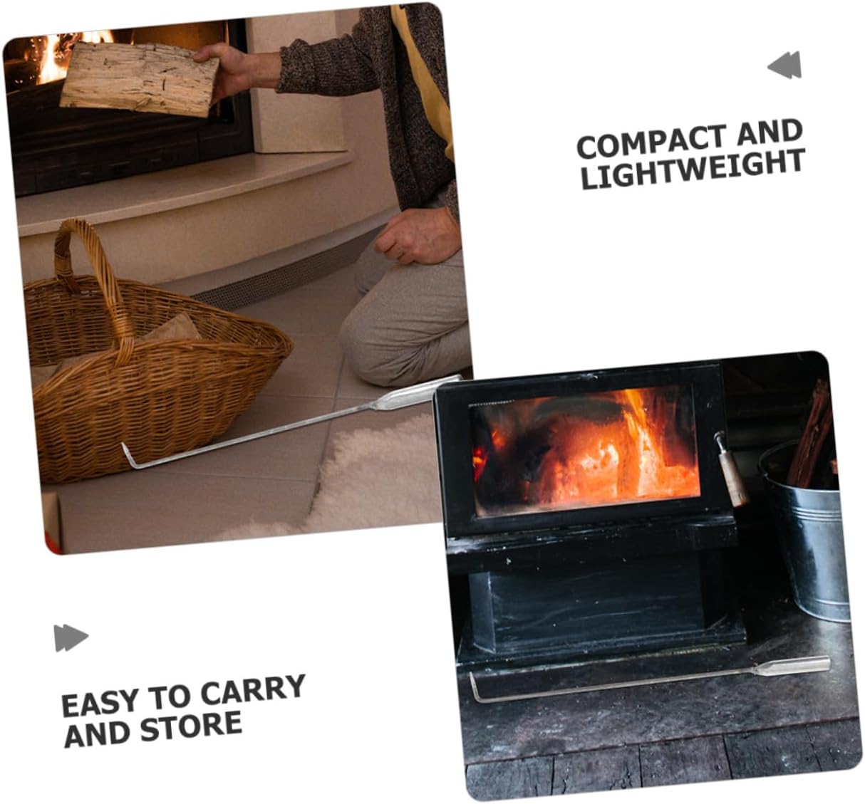 Kichvoe 3pcs Fire Pit Tools Set 31cm Steel Campfire Pokers for Indoor Outdoor Fireplace BBQ Camping Accessories