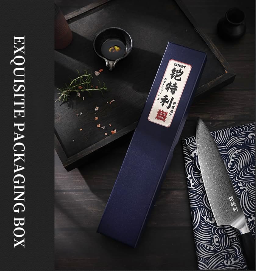 Miniatura 2 de Cuchillo de chef de Damasco de 8 pulgadas, núcleo de corte de acero HC 10Cr15CoMoV recubierto con 72 capas de acero de Damasco, mango de madera de