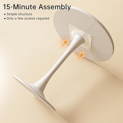 Miniatura 6 de Mesa redonda blanca de 31.5 pulgadas, mesa de comedor moderna de tulipán, mesa de centro de mediados de siglo para sala de estar Blanco,Negro