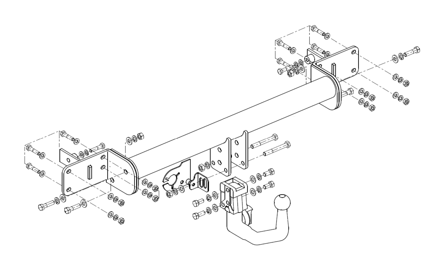 Hook Kompletny hak holowniczy wypinany pionowo kompatybilny z Mercedes-Benz Klasa C S205 Kombi 04.2014-2021 + uniwersalna wiązka elektryczna 13-PIN