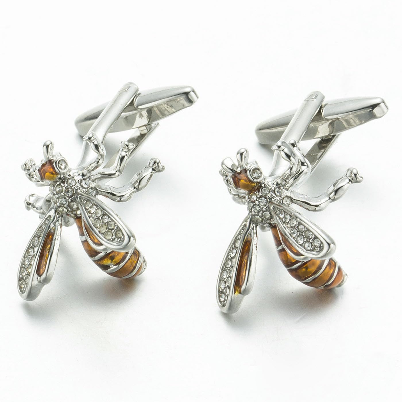 Yellow Honey Bee Crystal Cufflinks, Fun Style Cufflinks, French Button Studs