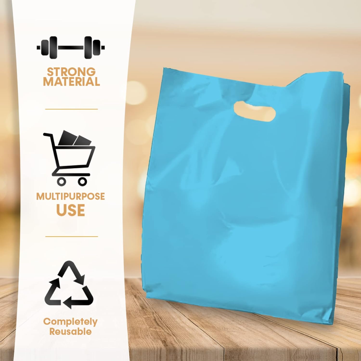 PLASTIC MERCHANDISE STORE BAGS, 9"x12", 12"x15"& 15x18 and more Retail Bags (Blue, 12" x 15") - Image 4