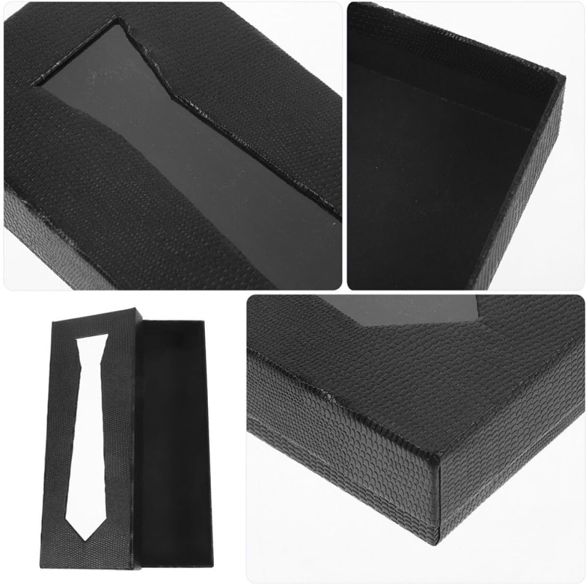 2pcs Black Snake Texture Tie Box for Men, Gift Ready Storage