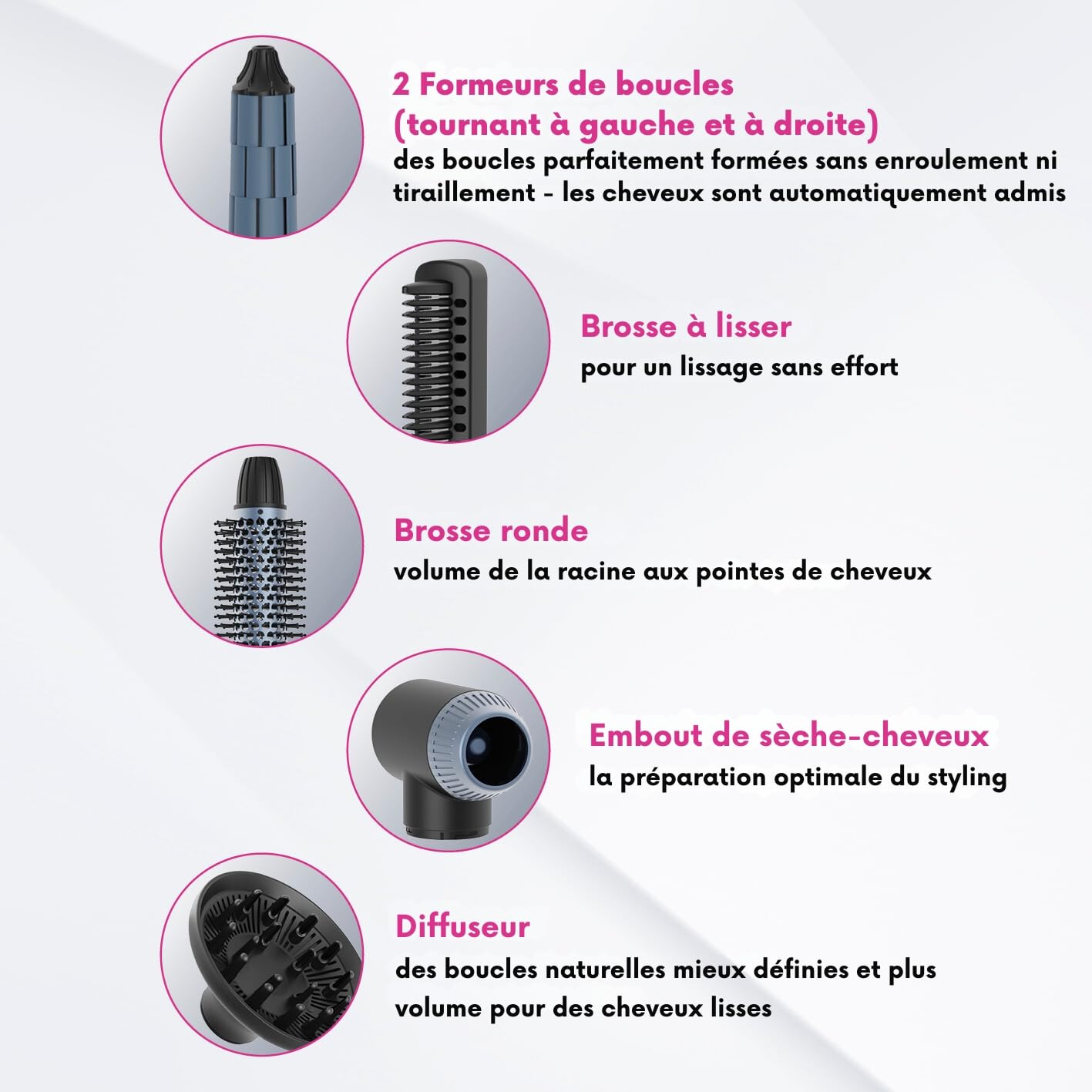 VITALmaxx Air Curler Plus 6-in-1 | Technique innovante de flux d'air | Multi-Styler avec boucleur, sèche-cheveux, brosse à enduire & diffuseur - Sécher, coiffer, créer des boucles | 1500W [Noir]