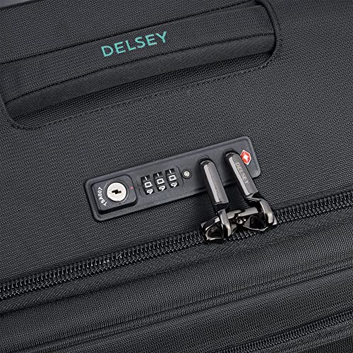 Image of DELSEY PARIS Helium DLX Softside Expandable Luggage with Spinner Wheels, Black, Checked-Medium 25 Inch