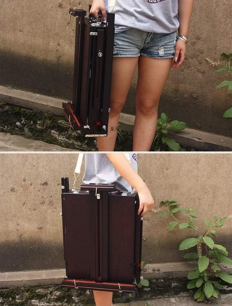 Easels Portable Oil Ing Rack Toolbox Sketch Stand Multi-Function Drawing Holder Foldable Tabletop Box Durable Leather Handletripod Artists Craft Box