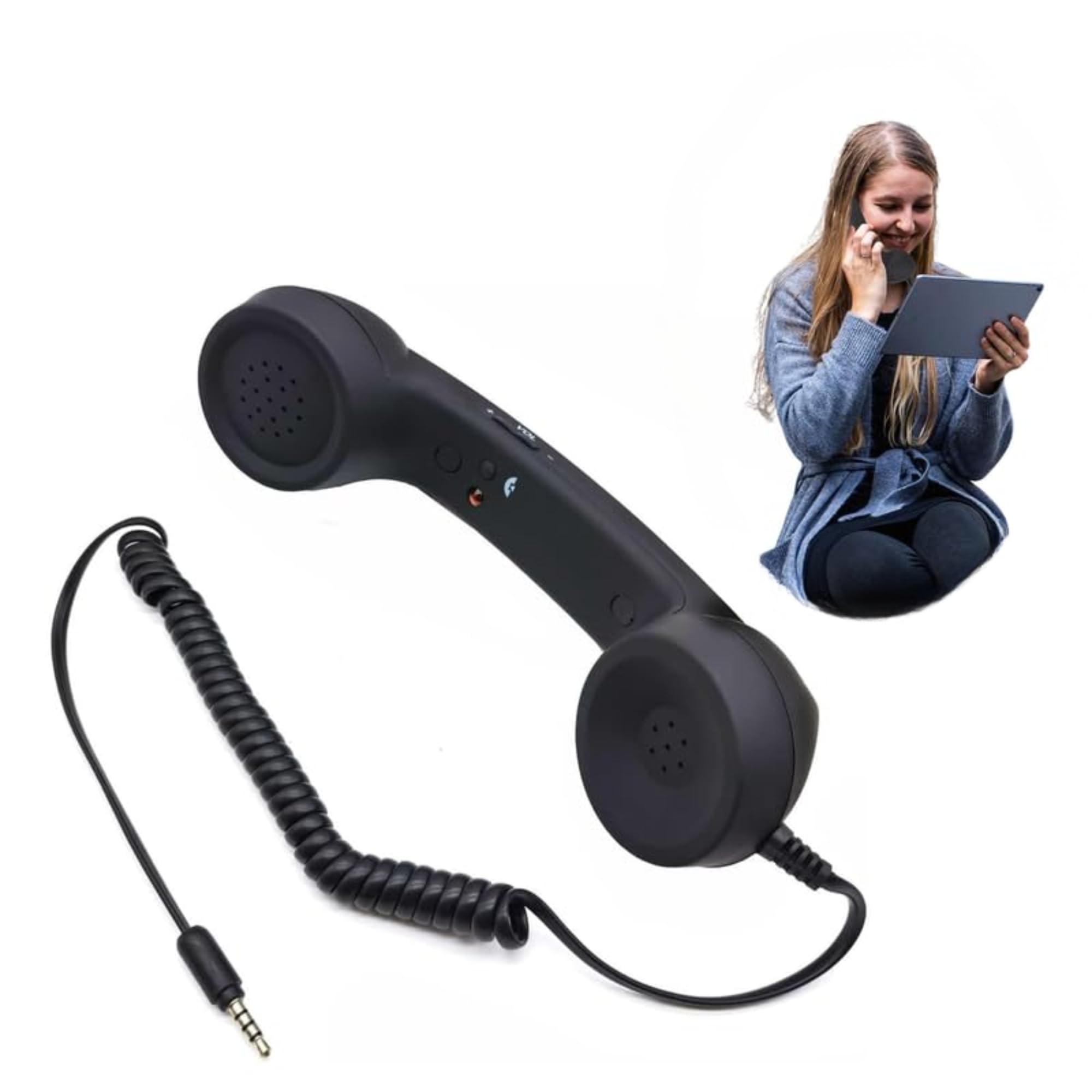 Drumstone 𝟏𝟓-𝐘𝐞𝐚𝐫 𝐖𝐚𝐫𝐫𝐚𝐧𝐭𝐲 Retro Phone Handset with 3.5mm Jack | Anti-Radiation, One-Touch Answer, Classic Grip | Stylish Smartphone Receiver for Safe & Comfortable Calling-image-6