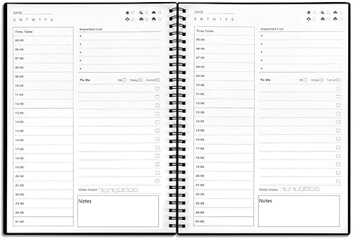 UtyTrees Cuaderno de lista de tareas, planificador diario sin fecha, planificador por hora, 7.6 x 10.2 pulgadas, manual de gestión del tiempo y