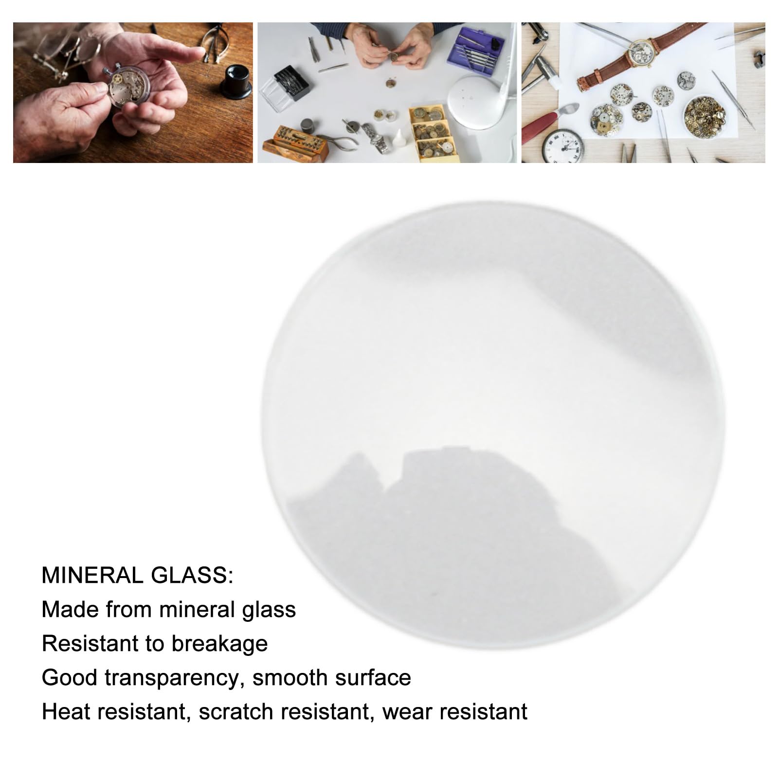 Fabater Lente in Vetro per Orologio a Doppia Cupola, 59 Parti di Ricambio in Cristallo Minerale da 16-45 Mm, Specchio per Orologio Rotondo Trasparente con Custodia per Riparazione Orologiaio Fai-da-te