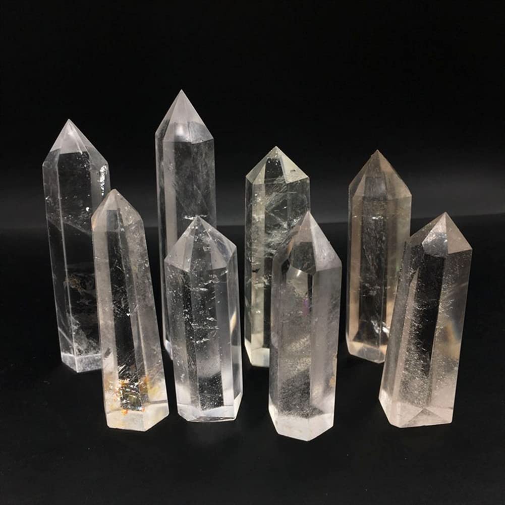 8 Uds Cristales de Cuarzo Transparentes Puntas de Varita obelisco Cristales de Cuarzo Transparentes Naturales Piedras for Piedras Inicio Colecciones