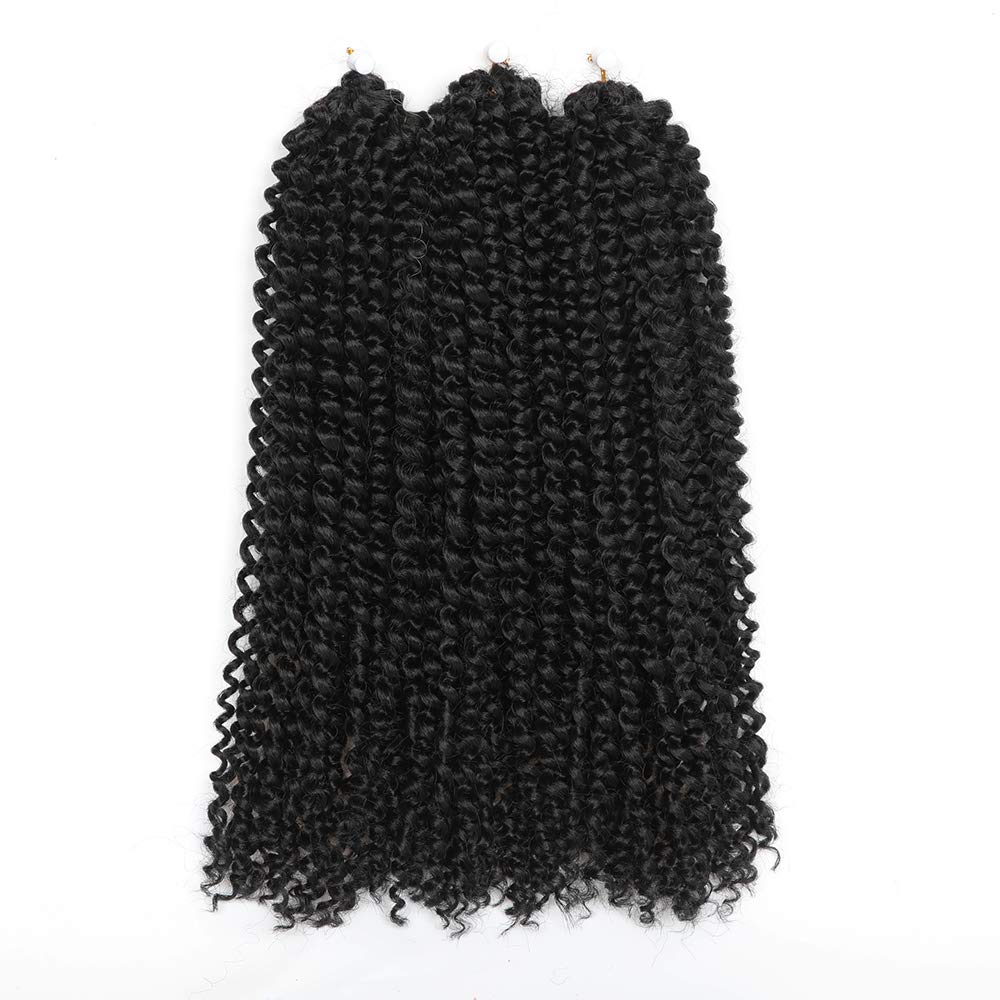 SHAROPUL3pcs/pack Curl Ombre Color 12Inch Afro Twist Hair Crochet Braids Soft Synthetic Crochet Hair Extention(12inch black)