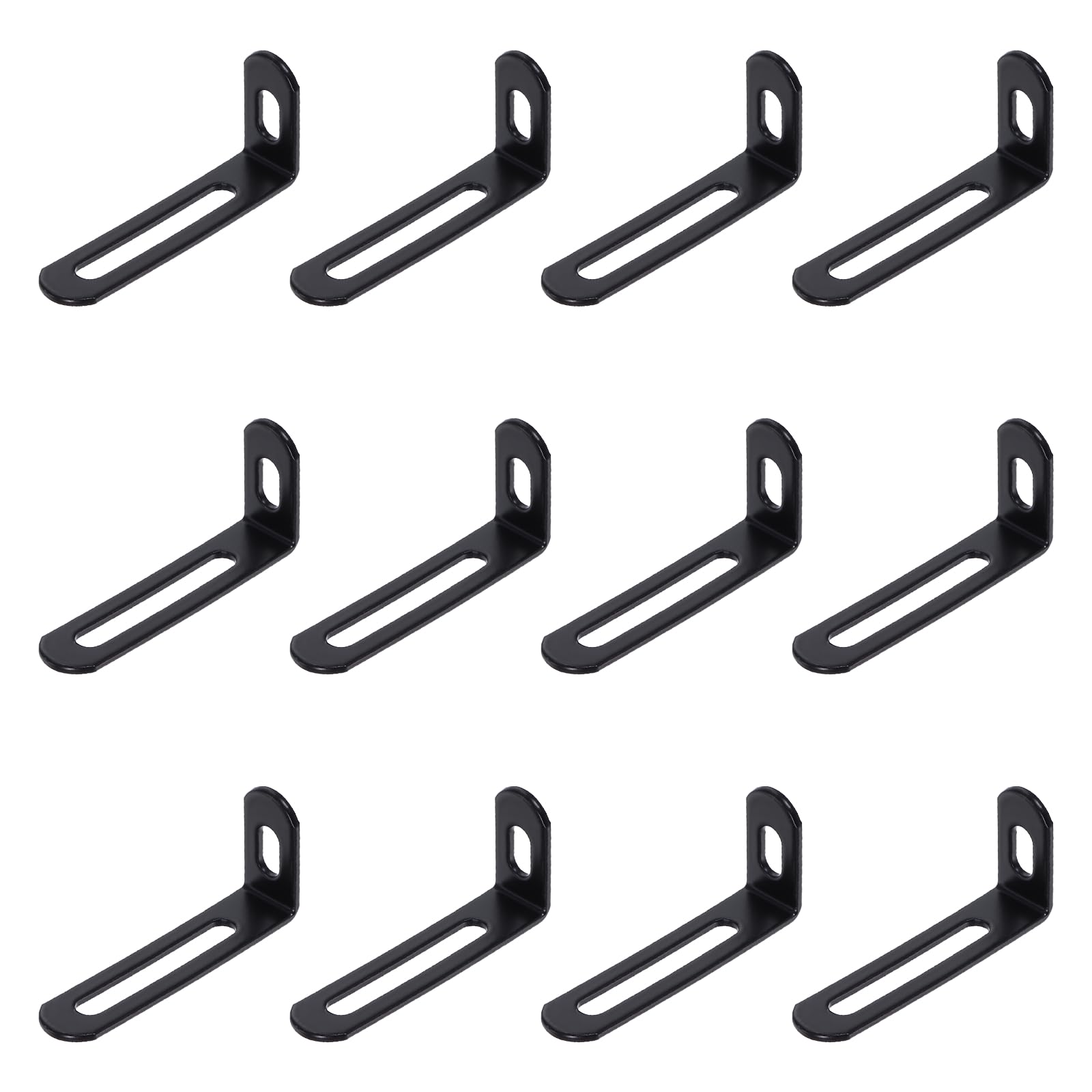 sourcing map 25Pcs Adjustable L-Shape Corner Brace, 23mm x 52mm x 12mm Metal Slotted 90 Degree Right Angle Corner Shelf Bracket Support Brace for Wooden Furniture Cabinet, Black