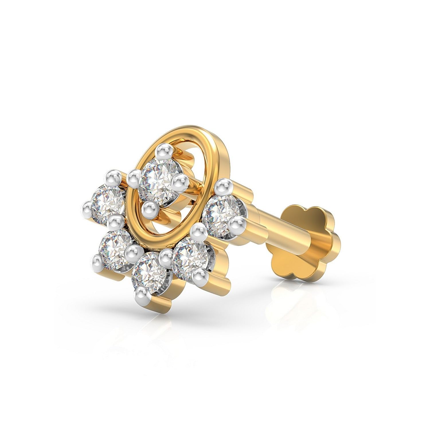 925 Sterling Silver 18K Gold Plated Luminous Arc Nose Pin for Women and Girls | With Certificate of Authenticity and 925 Stamp