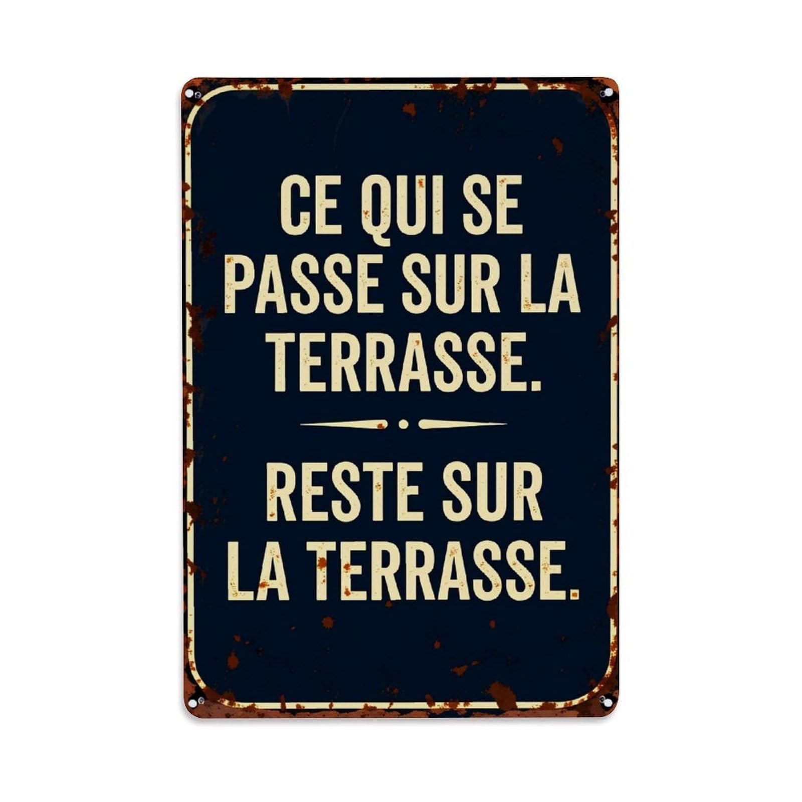 Lzwbntey Vintage What Happens On The Terrace Stays On The Terrace Metal Tin Sign Retro Wall Decor For Home Bar Garage Cafe, Indoor & Outdoor Decorative Metal Poster, 8X12 Inch