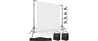 10x7ft Adjustable Photography Backdrop Stand Kit – Photo Studio Background Support with 4 Crossbars, 4 Clamps, 2 Sandbags, (with 10 * 7 Feet White Backdrop Curtain)
10x7ft Adjustable Photography Backdrop Stand Kit – Photo Studio Background Support with 4 Crossbars, 4…